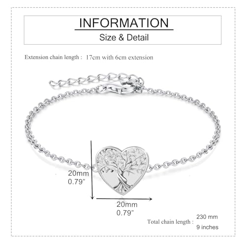 RIPFEVURN Heart Tree of Life Cremation Jewelry Urn Bracelet for Ashes for Women Memorial Ashes Keepsake Link Bracelet2