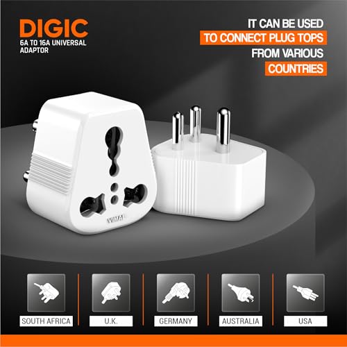 Image of Vimal - Digic 6amp to 16amp 3 Pin Universal Conversion Plug,Pack of 3Pcs,White