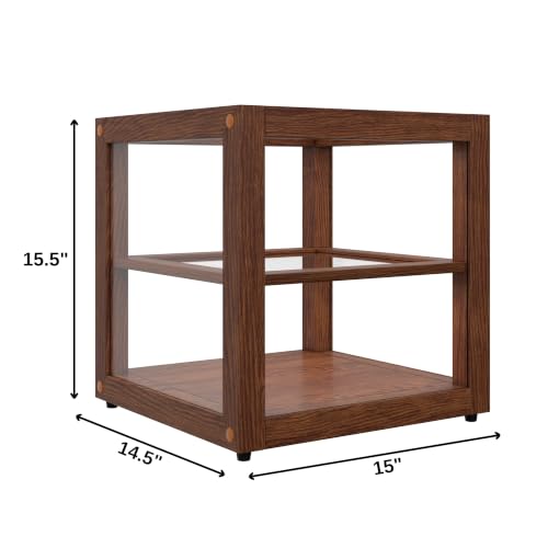 Image of KoolMore 15 in. Dark Wood Countertop Open Back Dry Bakery Display Case, Pastry, Cake and Bread Display with Tempered Glass