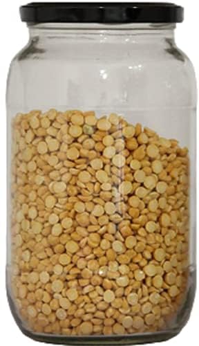 Image of Glass Jar Containers Set of 2 for Kitchen Storage - 1000 ml (1 kg) Each - Airtight Black Lids, BPA-Free, Food Safe - Pantry Storage Jars for Dry Food, Sugar, Snacks & Spices (2)