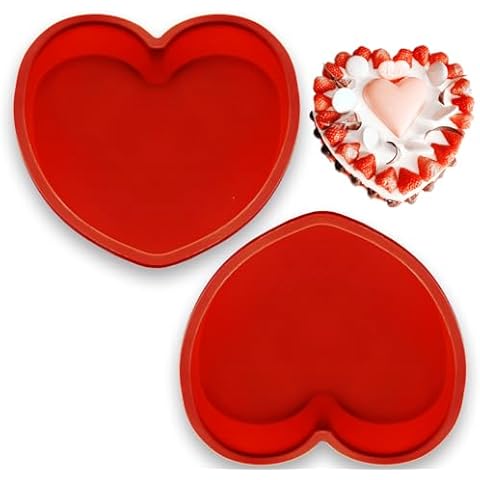 QTECLOR Silicone Heart Shaped Cake Pans, Nonstick Heart Cake Mold, Heart Shaped Baking Pans for Cakes and Brownies, Easy Clean, Freezer, Microwave and Oven Safe (Z-A) Cover