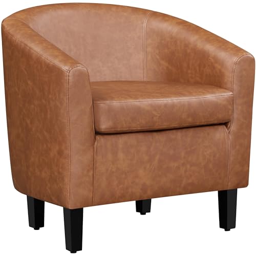 Yaheetech Faux Leather Barrel Armchair