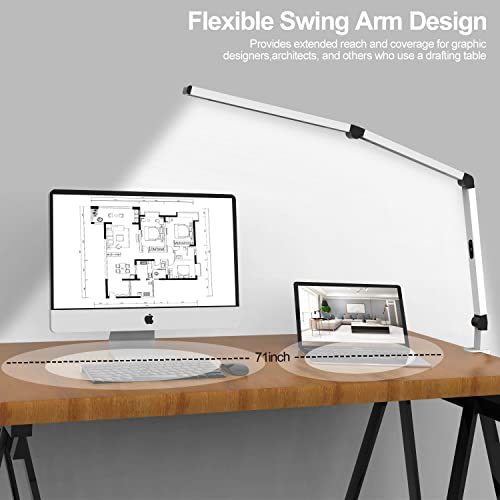 Epabina Led Desk Lamp With Clamp, Dual Light Adjustable Swing Arm Touch Clamp Lamp, 12W Eye-Care 4 Color Temperature Modes & 5 Brightness Levels Table Light Architect Modern Led Desk Light With Clamp #TOP1