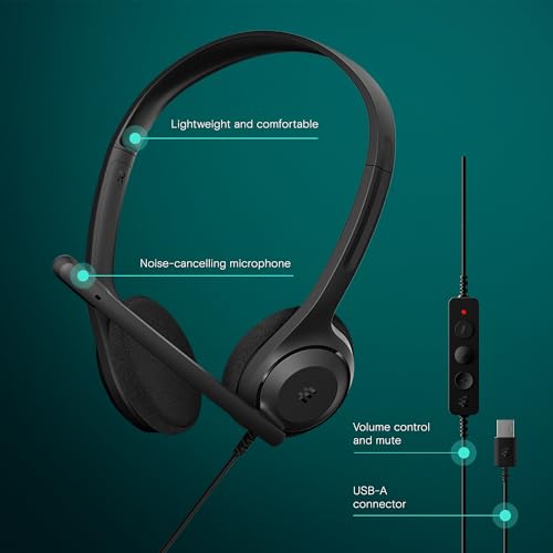 EPOS C1 USB A Wired Business Headset - Noise-Canceling Mic, Enhanced Audio Clarity, On-Ear Comfort, Chrome Certified, Plug-and-Play, Ideal for PC, Laptop, Office & Remote Work, Wired Headphones - Image 2