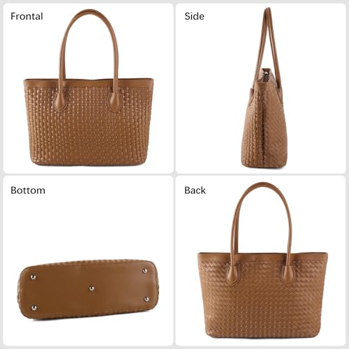 Bolso tote tejido para mujer de cuero vegano miniatura 3