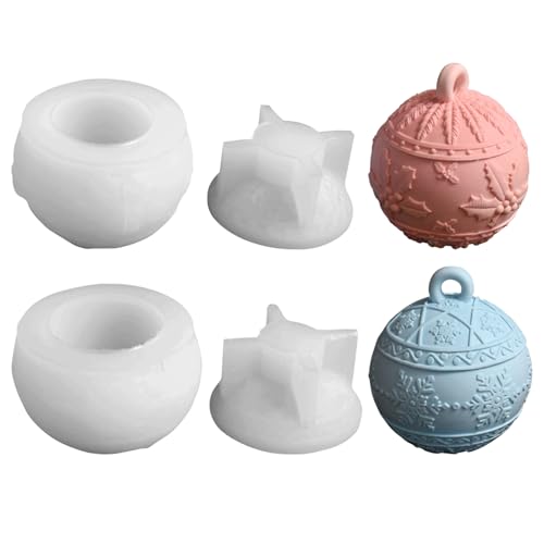 Molde de silicona para Navidad, moldes de silicona, bolas de Navidad, juego de 2 unidades, molde de silicona, bolas de Navidad, lata con tapa, moldes de silicona, molde de Navidad para velas DIY,