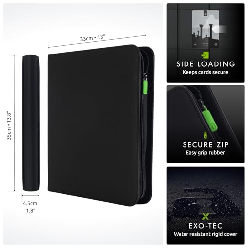 Image of Vault X 12 Pocket Zip Binder, 480 Cards, Exo-Tec Material, 20 Side-Loading Pages (Black)
