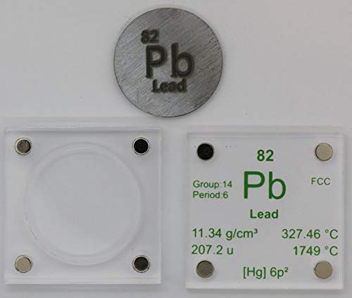 Image of Lead (Pb) 24.26mm Metal Disc with Acrylic Case for Collection or Experiments
