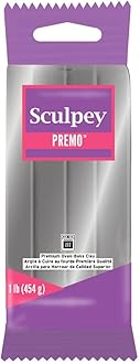 Sculpey Premo™ Polymer Oven-Bake Clay, Silver, Non Toxic, 1 lb. bar, Great for jewelry making, holiday, DIY, mixed media and home décor projects. Premium clay perfect for clayers and artists.