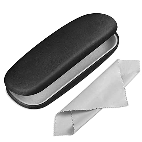 FINTIE Hardcase Brillenetui - Tragbare Hartschale Brillenetui mit Brillenputztuch - Etui für Brillen und Sonnenbrille, Schwarz