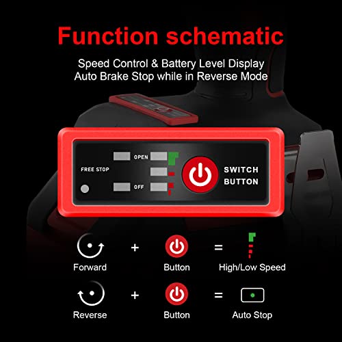 Brushless Akku Schlagschrauber mit Adapter, Max Drehmoment 320 Akku Drehschlagschrauber mit 3.0AH Akku TEENO, Einstellbares Drehmoment, 5 TEENO-Schlagschraubereinsätze, 26 Zubehörteilen (Ein Akku) – Bild 5