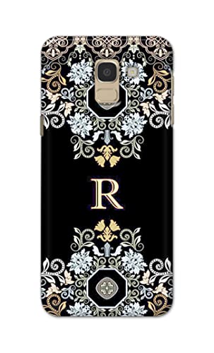 Image of PRINTFIDAA Name II Initial II Letter Floral Pattern Alphabet R Printed Designer Hard Back Case Cover for Samsung Galaxy J6 (2018) (5.6 inch) / Samsung On 6 (2018), J600F / DS -(SF) MVN1007