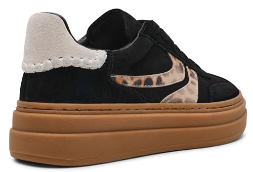 Steve Madden Women's Dodge Sneaker, Black/Leopard, 7.5 M US