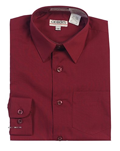Image of Gioberti Boy's Long Sleeve Dress Shirt + Solid Tie, Bow Tie, and Hanky
