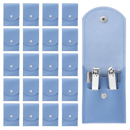 PercyEffie 20Sets Manicure Set bulk nail clipper kit Stainless Steel manicure kits bulk fingernail clipper sets 4in1for gift sets beauty Pedicure Kit Pedicure Tools with Travel Case Men Women