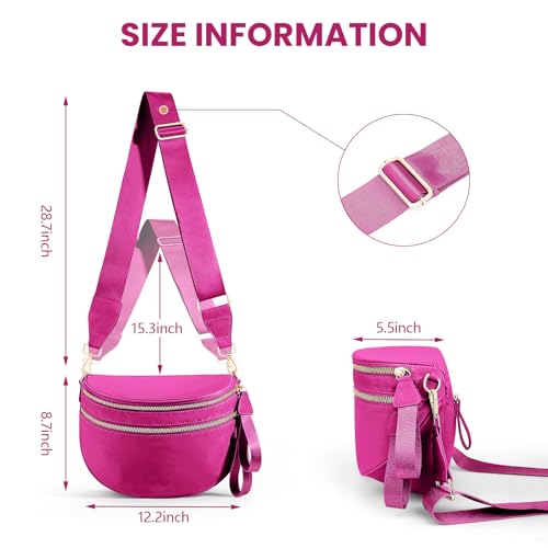 Image of hibear Checkered Crossbody Bag Spacious Bum Bags for Women Nylon Crossbody Fanny Packs Checkered Purse Belt Wallet