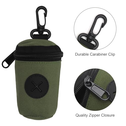 Kotbeutelspender Hund Outdoor 2 Stück Kompakter Hundekotbeutelhalter aus 900D Polyester Seitliche Öffnung Reißverschluss & Karabiner Ideal für Spaziergänge Reisen Camping mit Haustieren