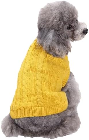 Small Dog Sweaters Knitted Pet Cat Sweater Warm Dog Sweatshirt Dog Winter Clothes Kitten Puppy Sweater (Small,Yellow)
