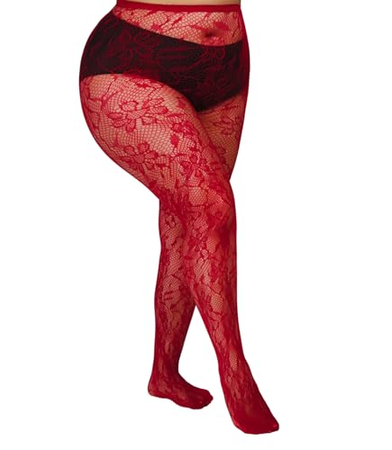 Image of Floral Lace Plus Size Tights High Waist Velvet Pantyhose Sunflower Fishnet Stockings Leggings