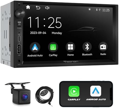 Eonon 7 Inch QLED Double Din Headunit Linux Car Stereo Wireless CarPlay Android Auto Bluetooth USB DSP Support Type-C USB Fast Charge Touchscreen MirrorLink Video In/Out AUX In with Backup Camera X3
