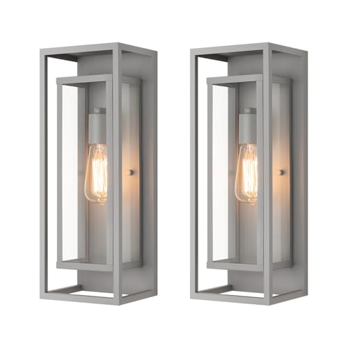 Image of mirrea 18 inch Modern Outdoor Porch Wall Light, Matte Gray, 2 Pack