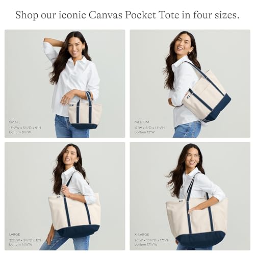 Image of Lands' End Solid Long Handle Open Top Canvas Tote Silver Graphite Large Long Handle