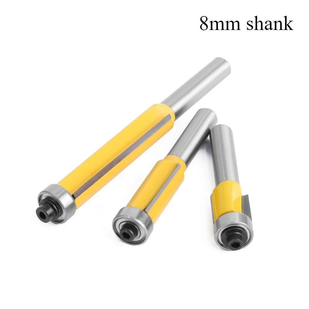 1pc 8mm Shank frez długie ostrze Flush Trim łożysko szablon z drewna wzór bity węglik wolframu narzędzia do obróbki drewna frez(4pcs set)