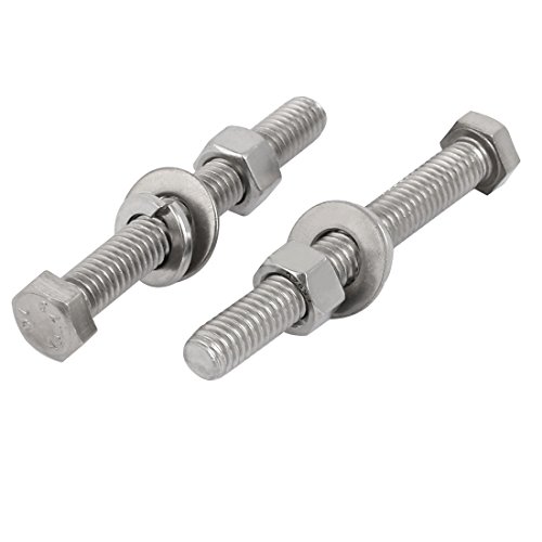 Image of uxcell 2Set 304 Stainless Steel 3 /8 inch-16 Thread 3-1 /2 inch Length Hex Bolt Kit w Washer Nut