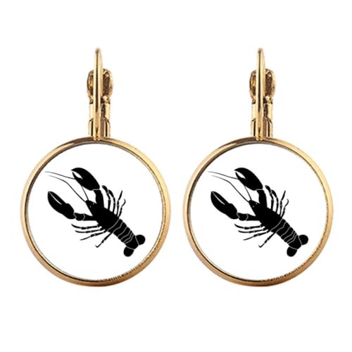 Boucles d'oreilles crevette noire pendantes à clip bijoux vie marine