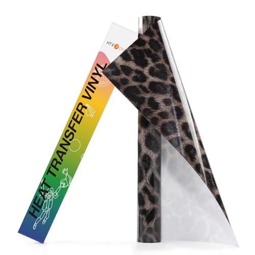 Image of HTVRONT Leopard Heat Transfer Vinyl, 12in x 8ft Leopard Printed Iron on Vinyl for T-Shirts and Christmas Decorations, Patterned HTV Compatible with Cricut & Silhouette Cameo