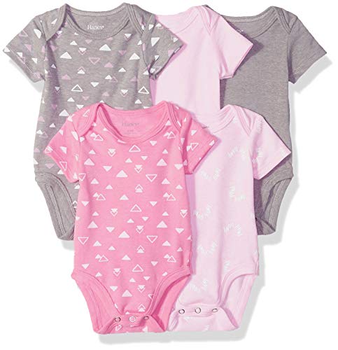Image of Hanes Baby Bodysuits, Ultimate Flexy Short Sleeve for Boys & Girls, 5-Pack