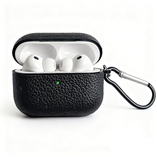 Image of for Leather AirPods Pro 3 Case 2025|Cute Hard Air Pods Pro 3 Case (Model A2700 /A2931)|with Keychain|Retro Airpod 3 Pro Cases for Man Women(Black)