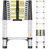 3.2M Stainless Steel Telescopic Ladder Loft Ladder with Non-Slip Feet and Triangle Support Portable Ladders Extendable Thickened High-Strength,Heavy Duty Platform Stepladders