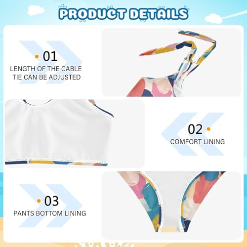 KLL Abstract Watercolor Girls' Two Piece Bikini Sets Beach Swimsuit Swimwear Adjustable Strap4