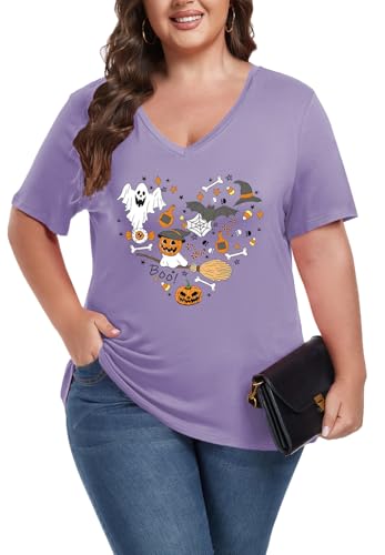 Image of ForHailey Women's Plus Size Short Sleeve Tee Shirt V Neck Basic Ladies Loose Fit T Shirt 1X-5X