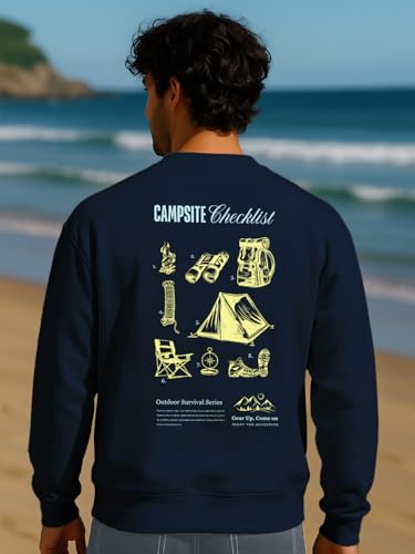 Image of Nobero Men's Graphic Printed Oversized Sweatshirt | Cotton Rich Fleece Round Neck Pullover | Relaxed Fit Casual Winter Wear for Men