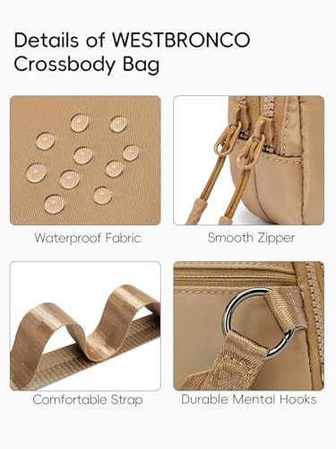 Image of WESTBRONCO Small Crossbody Bags for Women Nylon with Adjustable Strap, Zipper Crossbody Purse, 1L Shoulder Bag for Travel