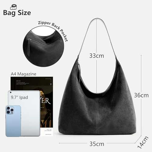 Image of KALIDI Casual Tote Bag Vegan Leather Hobo Zipper Work Bag Weekender Shoulder for Women Shoulder Travel Purse