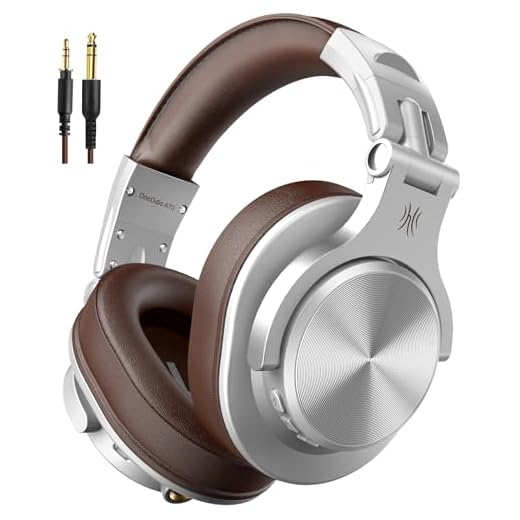 OneOdio A70 Bluetooth Over Ear Headphones, Wireless Headphones w/ 72H Playtime, Hi-Res, 3.5mm/6.35mm Wired Audio Jack for Studio Monitor & Mixing DJ E-Guitar AMP, Computer Laptop PC Tablet - Silver