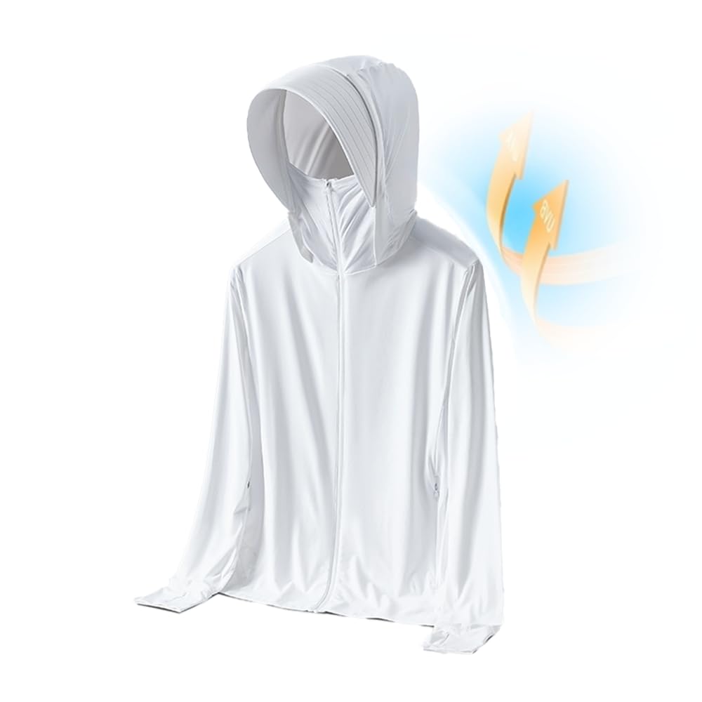 Camiseta de protección solar de hilo de seda de hielo para hombre, ala desmontable, UPF50+, ropa de pesca de manga larga UV