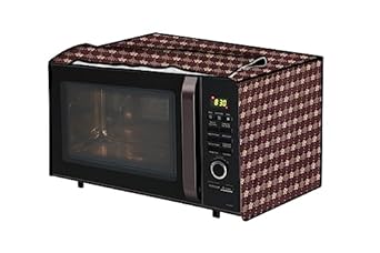 The Furnishing Tree PVC Waterproof Microwave Oven Cover compatible for Whirlpool 20 L Convection Magicook Floral Pattern Brown