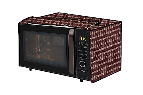 Image of The Furnishing Tree PVC Waterproof Microwave Oven Cover Compatible for Morphy Richards 25 L Convection 25 CG with 200 ACM Floral Pattern Brown