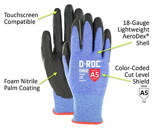 Image of MAGID Cut Resistant Nitrile Coated AeroDex Work Gloves - Cut Level A5, 18GA, Touchscreen Compatible
