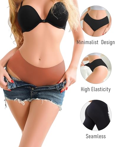 UNDER THE SEA Seamless Underwear for Women Mid Rise Brief Sexy No Show Bikini Panties Womens Cheeky 5 Pack XS-XL…4