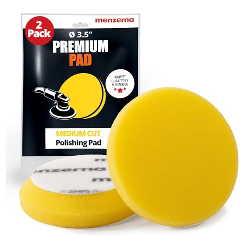 Image of menzerna 3.5 Inch 2X Premium Polishing Pads Medium Cut for Medium Fine Polishing I Body Repair & Detailing Pads with Safety Edge & Velcro Attachment I Washable & Long Lasting