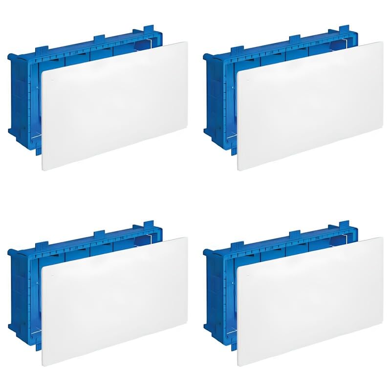 4 Kit de caja de derivación de cartón yeso, 294 x 152 x 70 mm, PT7, IP40 con tapa y tornillos, caja eléctrica para paredes y falsos techos, para empalmes y conexiones