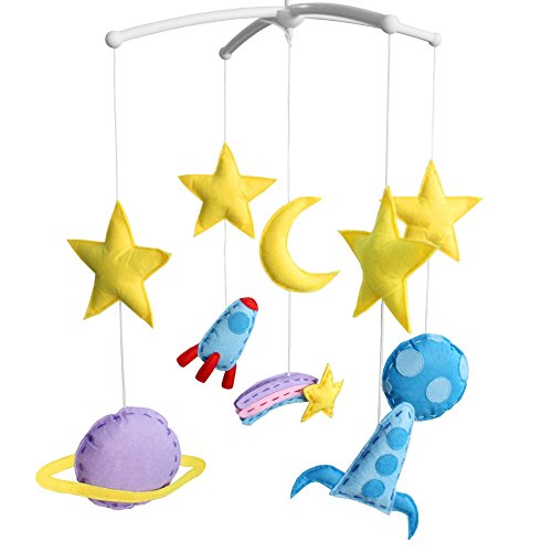 Baby Toys, Colorful Infant Bed Decor Crib Mobile Musical Bell, Space