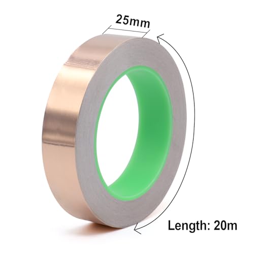 Image of BOMEI PACK Copper Tape 2 Pack 1.97mil x 1inch x 66ft with Conductive Adhesive for Guitars and Shielding, Slugs,Stained Glass, Electrical Repairs, Grounding