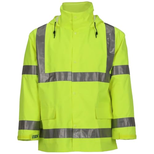 Image of Tingley Rubber J23122 Vision CL3 Breathable Jacket with Hood, 3X-Large, Lime Green