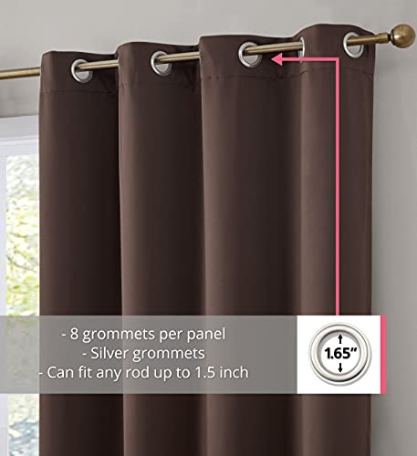 Hlc.me Dakota 100% Complete Blackout Lined Drapery With Double Layer Thermal Insulated Energy Efficient Window Curtain Grommet Panels For Bedroom & Living Room, 2 Panels (52 W X 84 L, Chocolate Brown) #TOP1